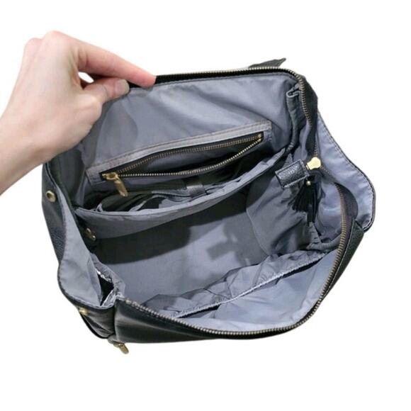 Freshly Picked Classic Diaper Bag Backpack Black Vegan Leather Large - Picture 8 of 10